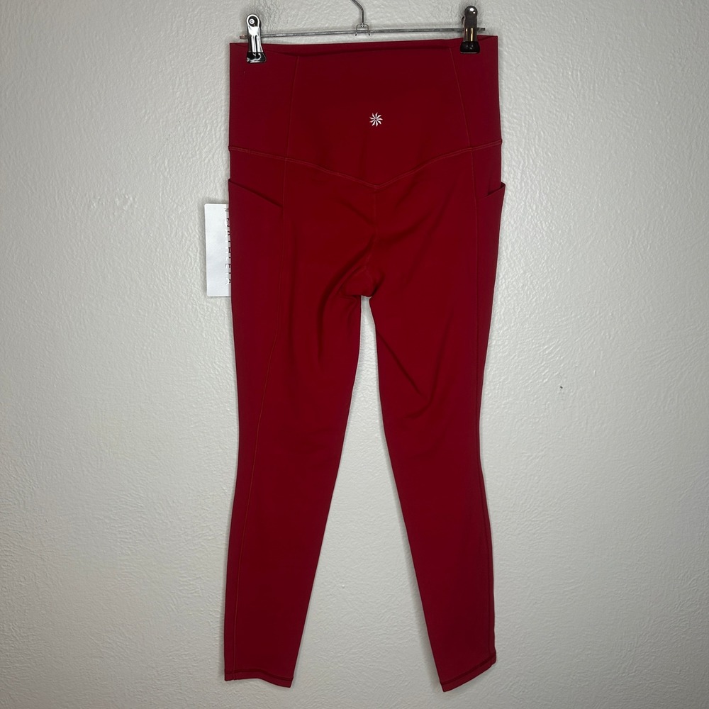 Athleta Salutation Stash Tight Red High Rise Yoga Leggings Powervita Small NWT - Picture 10 of 10